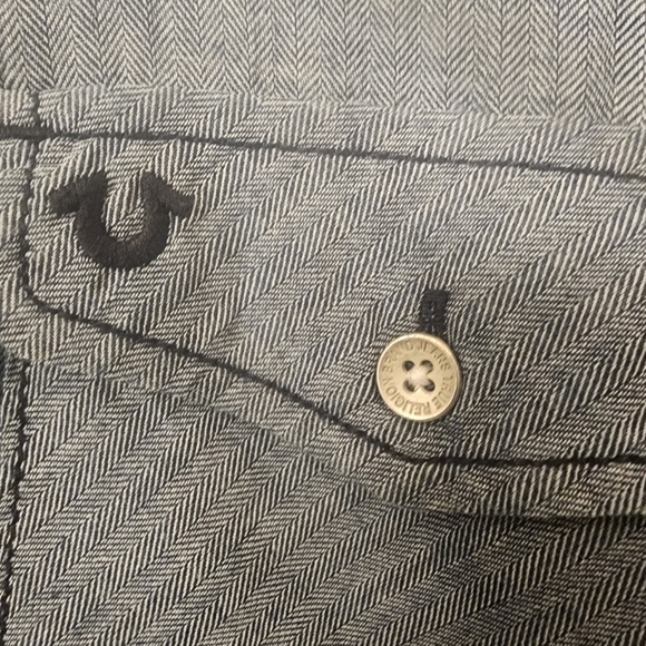 True Religion Slim Herringbone Button Down Long Sleeve Shirt Mens Large - Picture 4 of 10